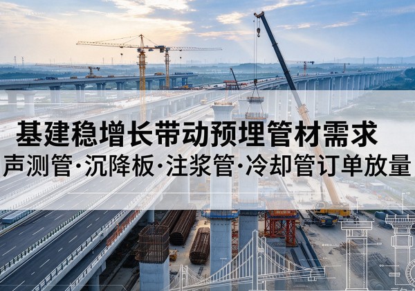 嘉兴基建稳增长带动预埋监测管材需求，声测管、沉降板、注浆管订单持续放量